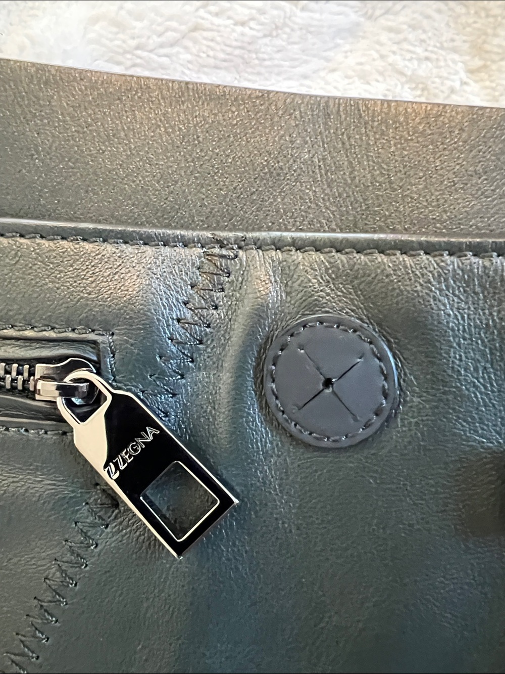 Z Zegna Black luxury leather Men's adjustable Belt Bag with Multi-Zip Front - Picture 11 of 16